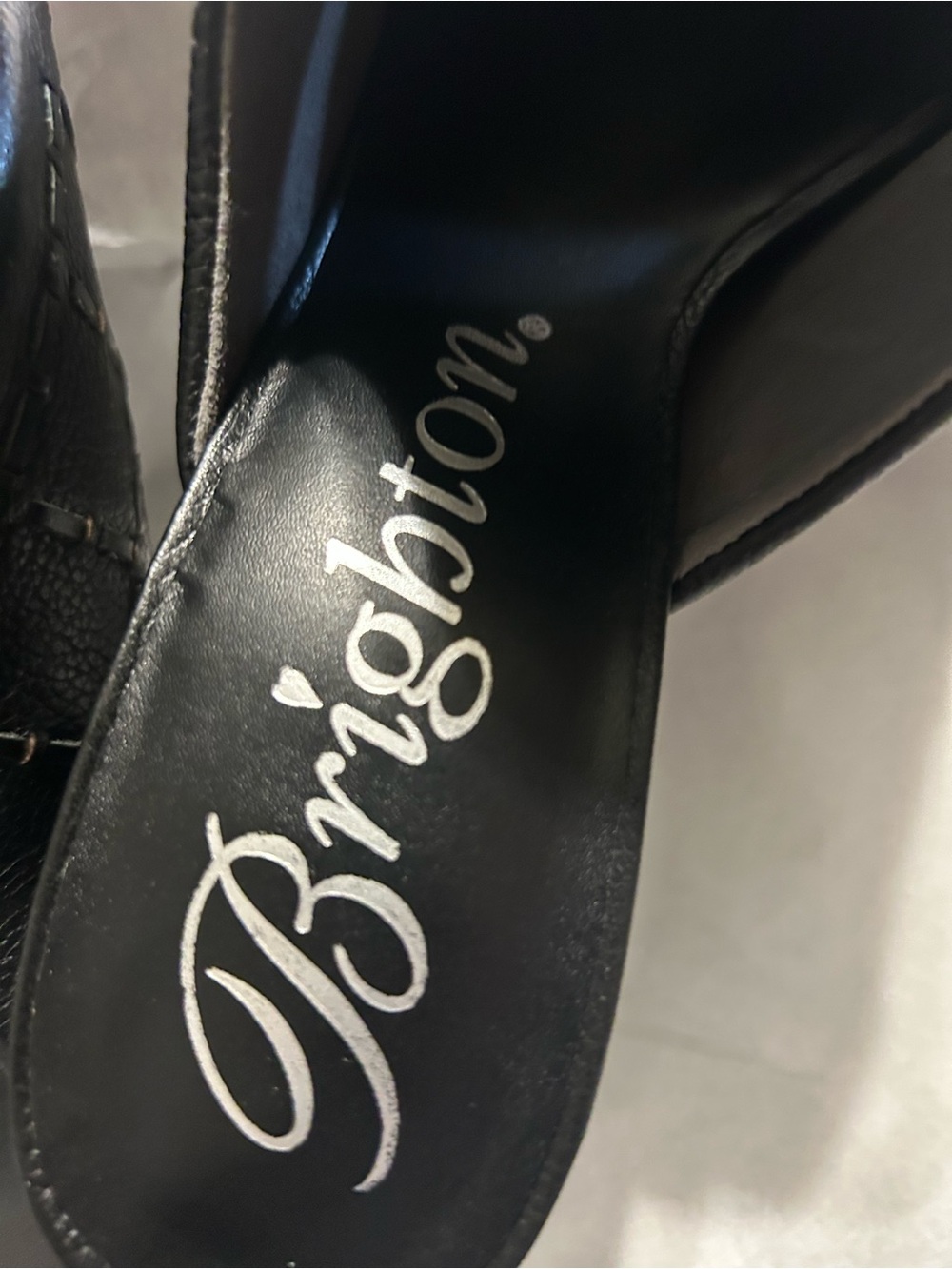 Brighton Black “Riley” Leather Slide Sandals - Picture 6 of 8